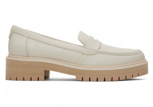 Buty Płaskie Damskie Toms Cara Light Sand Skórzane Loafer Beżowe | 5891EAMLR