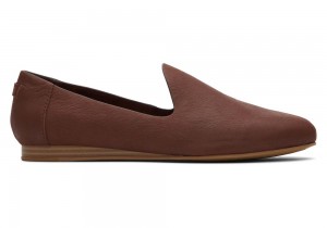 Buty Płaskie Damskie Toms Darcy Chestnut Skórzane Brązowe | 0942LTYUG