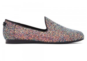 Buty Płaskie Damskie Toms Darcy Chunky Glitter Czarne | 4297VXYUK