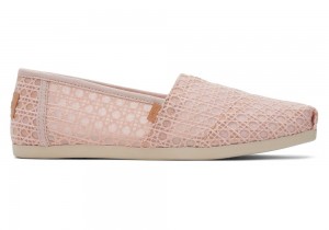 Espadryle Damskie Toms Ballet Basket Weave Koronkowe Różowe | 4325OYJBU