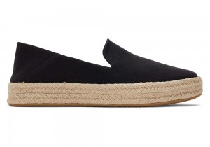 Espadryle Damskie Toms Carolina Twill Czarne | 5907HFQSK