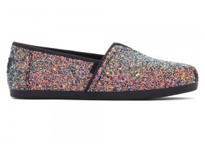 Espadryle Damskie Toms Chunky Glitter Czarne | 9783WCJIU