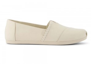 Espadryle Damskie Toms Cream Skórzane Białe Różowe | 8452EKIVB