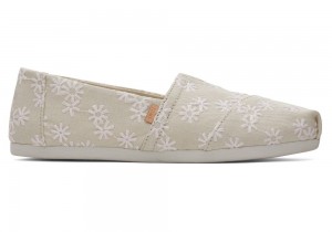 Espadryle Damskie Toms Embroidered Floral Białe | 5037KAGZL