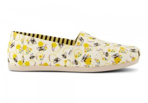 Espadryle Damskie Toms Floral Honeycomb Bees Żółte | 8576RBAEM