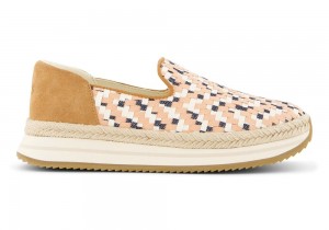 Espadryle Damskie Toms Jocelyn Tan Denim Niebieskie Pomarańczowe | 4572SQBWF