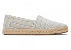 Espadryle Damskie Toms Rope 2.0 Stripes Czarne | 9560UACJZ