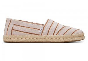 Espadryle Damskie Toms Rope 2.0 Stripes Różowe | 6784CNEIZ