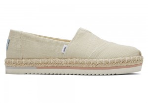 Espadryle Damskie Toms Rope Platformie Beżowe | 2093SBOQA