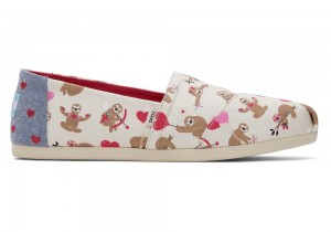 Espadryle Damskie Toms Sloths and Hearts Beżowe | 0942HBJXK