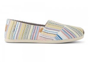 Espadryle Damskie Toms Stitched Stripes Szare | 1795WKPSH