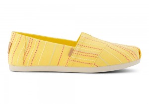 Espadryle Damskie Toms Stitched Stripes Żółte | 7094CIAER