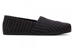 Espadryle Damskie Toms Triangle Woven Czarne | 7362DEIJW