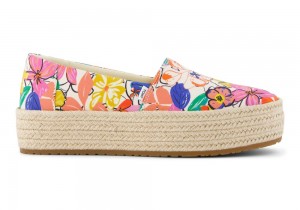 Espadryle Damskie Toms Valencia Painted Floral Platformie Kwiaty | 7620COEUF