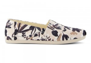 Espadryle Damskie Toms Watercolor Floral Czarne | 5687HYSNL