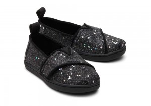 Espadryle Dziecięce Toms Cosmic Glitter Toddler Shoe Czarne | 9087AUJOQ