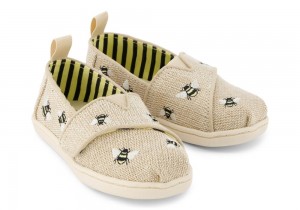 Espadryle Dziecięce Toms Embroidered Bees Toddler Shoe Beżowe | 2015YVTCX