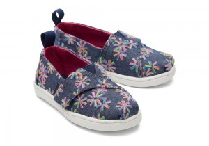 Espadryle Dziecięce Toms Embroidered Floral Toddler Shoe Granatowe | 7043FSVCU