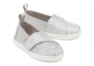 Espadryle Dziecięce Toms Glitter Toddler Shoe Srebrne | 9450MOZWC