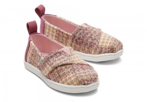 Espadryle Dziecięce Toms Plaid Tweed Toddler Shoe Różowe | 8576FKQMJ