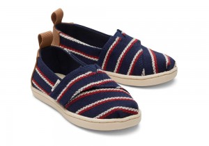 Espadryle Dziecięce Toms Stripes Toddler Shoe Granatowe | 3598UDEYH