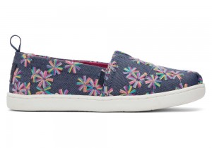 Espadryle Dziecięce Toms Youth Embroidered Floral Kids Shoe Granatowe | 7604FWONK