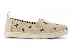 Espadryle Dziecięce Toms Youth Embroidered Bees Kids Shoe Beżowe | 3084VABFG