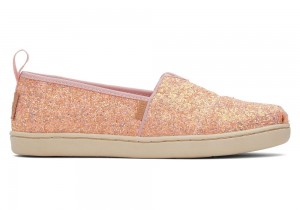 Espadryle Dziecięce Toms Youth Glitter Kids Shoe Różowe | 4815RPYVF