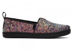 Espadryle Dziecięce Toms Youth Glitter Kids Shoe Czarne | 1053SZWAP