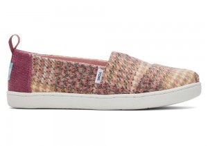 Espadryle Dziecięce Toms Youth Plaid Tweed Kids Shoe Różowe | 4571XADYS