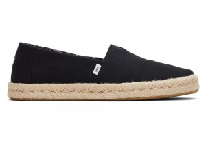 Espadryle Męskie Toms Recycled Bawełniane Rope 2.0 Czarne | 3548OTADP