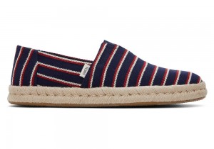 Espadryle Męskie Toms Woven Stripes Rope 2.0 Granatowe | 9712XNUDQ