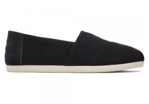 Espadryle Męskie Toms Zamszowe Brushed Twill Czarne | 0985TKIZS