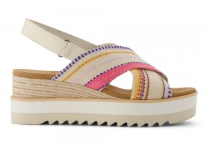 Sandały na Koturnie Damskie Toms Diana Crossover Fuchsia Stripes Fuksja | 2840CFNKD