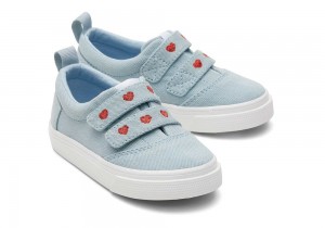 Trampki Dziecięce Toms Fenix Denim Hearts Double Paskiem Toddler Niebieskie | 5237OPNLG