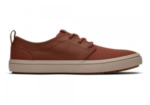 Trampki Męskie Toms Carlo Terrain Skórzane Wody Resistant Ciemny Brązowe | 9745ZDFYQ