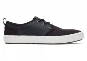 Trampki Męskie Toms Carlo Terrain Skórzane Wody Resistant Czarne | 2319GKQNA