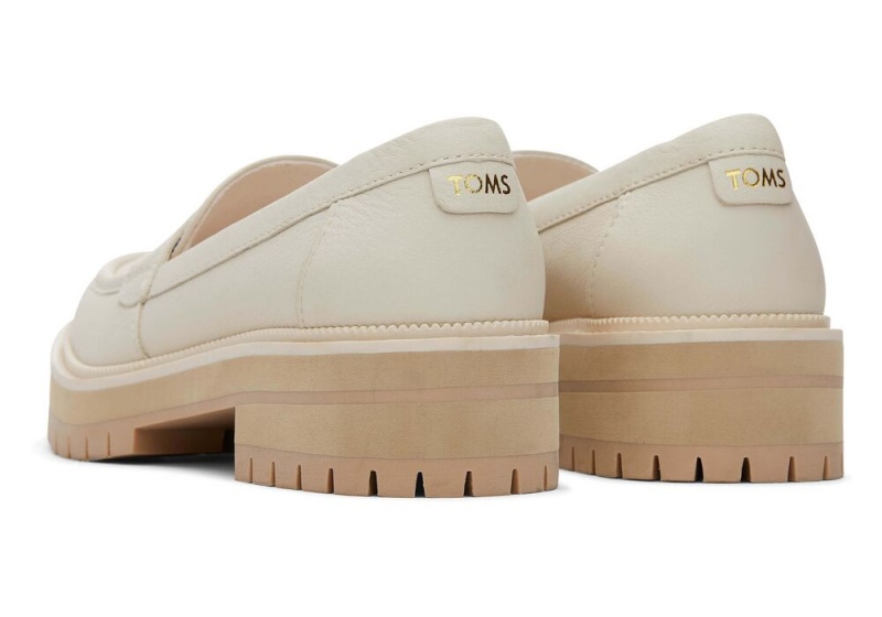 Buty Płaskie Damskie Toms Cara Light Sand Skórzane Loafer Beżowe | 5891EAMLR