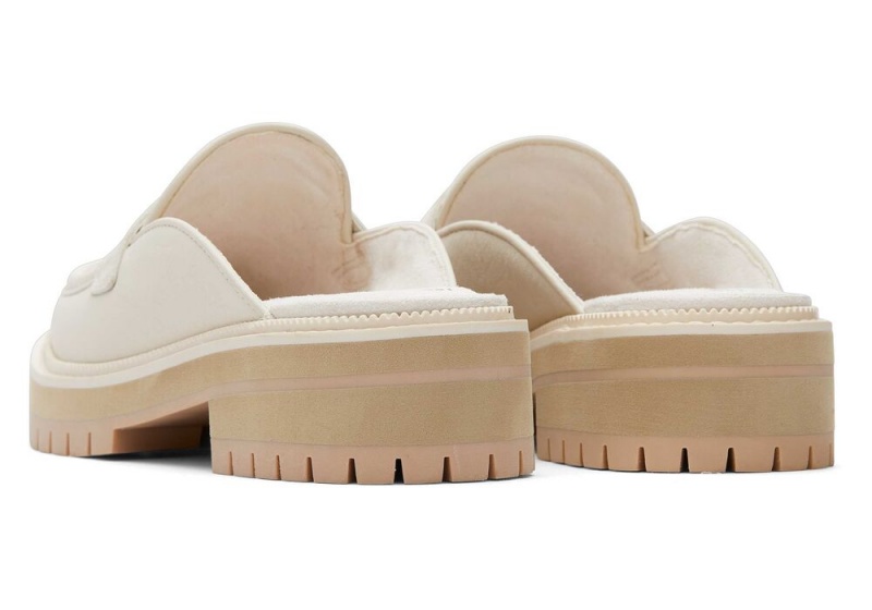 Buty Płaskie Damskie Toms Cara Mule Light Sand Skórzane Loafer Beżowe | 2687MWQTZ