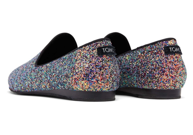 Buty Płaskie Damskie Toms Darcy Chunky Glitter Czarne | 4297VXYUK