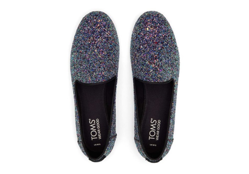 Buty Płaskie Damskie Toms Darcy Chunky Glitter Czarne | 4297VXYUK