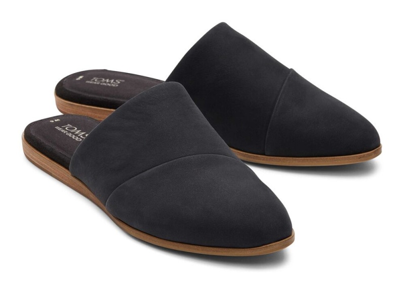 Buty Płaskie Damskie Toms Jade Skórzane Czarne | 6314FYODU