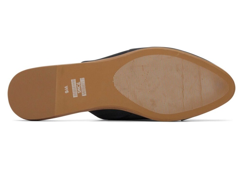 Buty Płaskie Damskie Toms Jade Skórzane Czarne | 6314FYODU