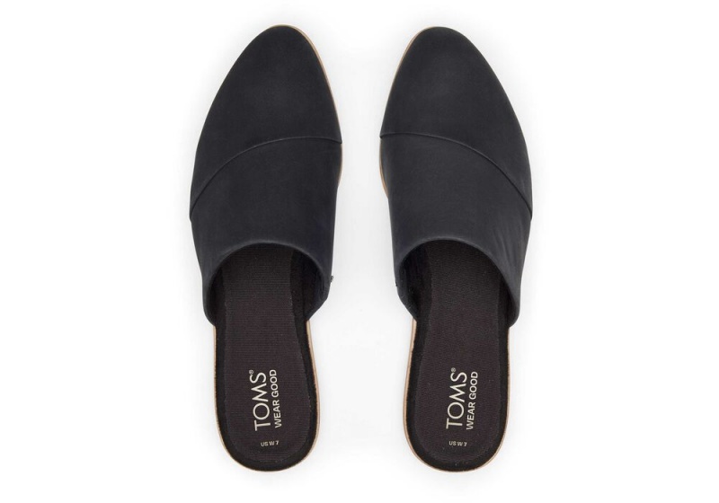 Buty Płaskie Damskie Toms Jade Skórzane Czarne | 6314FYODU