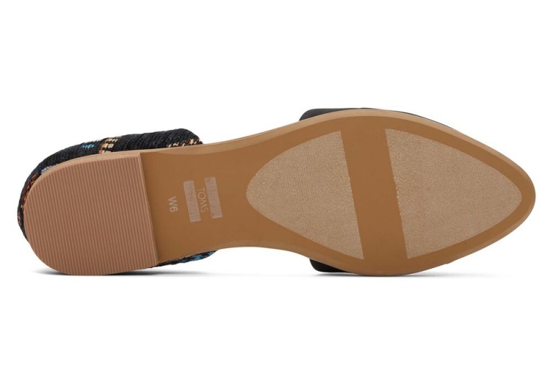 Buty Płaskie Damskie Toms Jutti D'Orsay Global Woven Czarne | 9364RNBKU