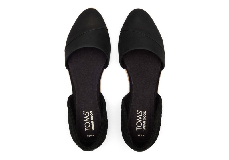 Buty Płaskie Damskie Toms Jutti D'Orsay Skórzane Czarne | 8573HMGKU