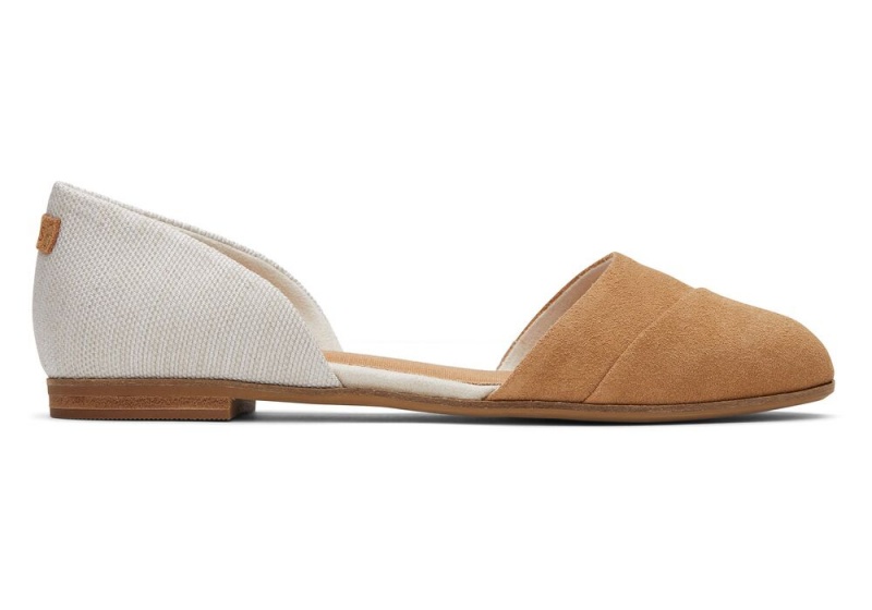 Buty Płaskie Damskie Toms Jutti D\'Orsay Tan Zamszowe Skórzane Beżowe Brązowe | 9230DRCAL