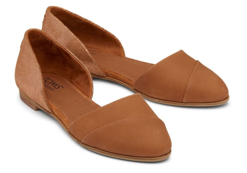 Buty Płaskie Damskie Toms Jutti D'Orsay Tan Skórzane Brązowe | 6251WJQBP