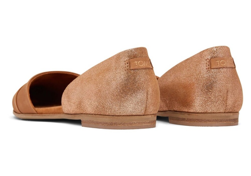 Buty Płaskie Damskie Toms Jutti D'Orsay Tan Skórzane Brązowe | 6251WJQBP