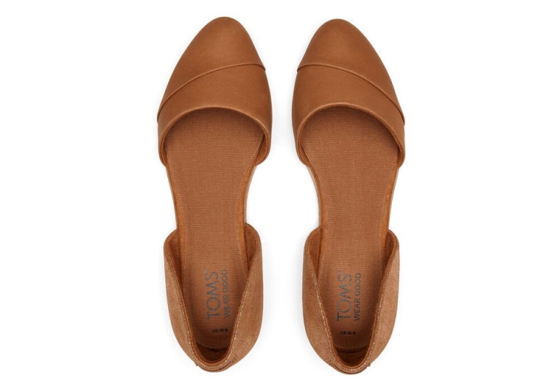 Buty Płaskie Damskie Toms Jutti D'Orsay Tan Skórzane Brązowe | 6251WJQBP